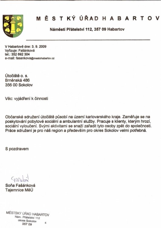 Vyjádření MÚ Habartov