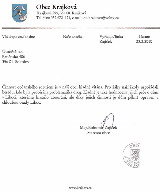 Vyjádření OÚ Krajková 