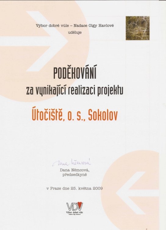 Poděkování  VDV Olgy Havlové