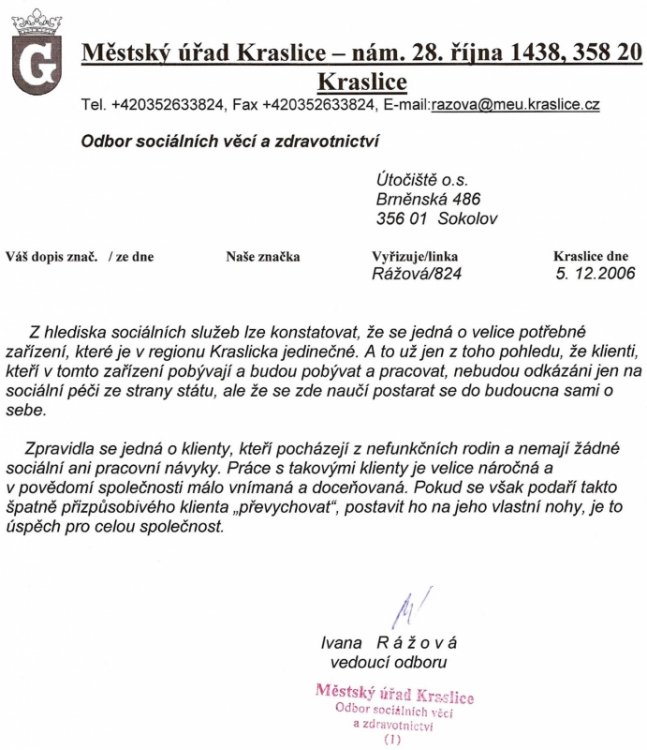 Výjádření MÚ Kraslice