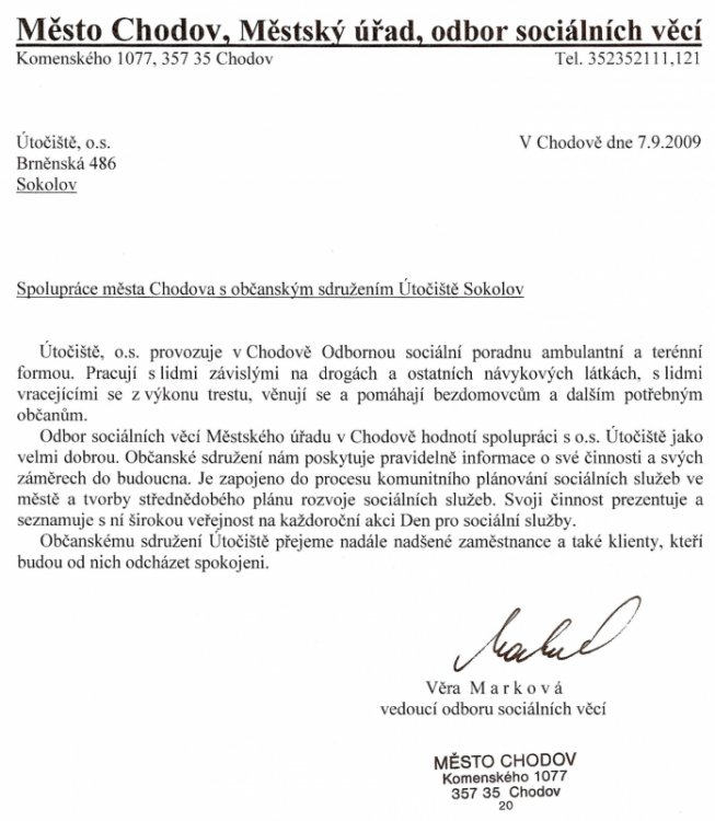 Vyjádření MÚ Chodov